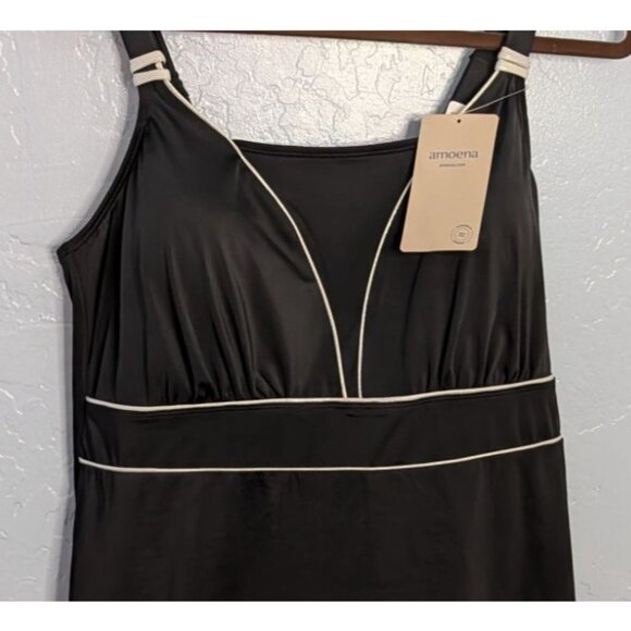 Womens Ravello Black Tankini Swim Top S Adjustable Straps Contrast Piping NWT - Picture 3 of 16